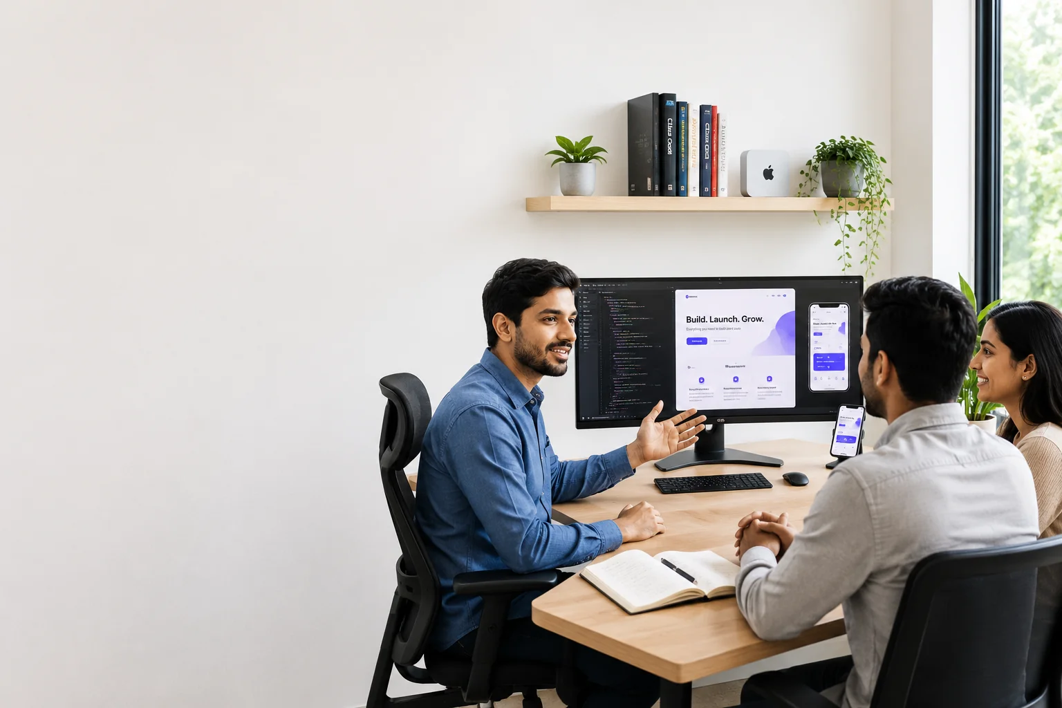 Inteliska team discussing a software project with clients